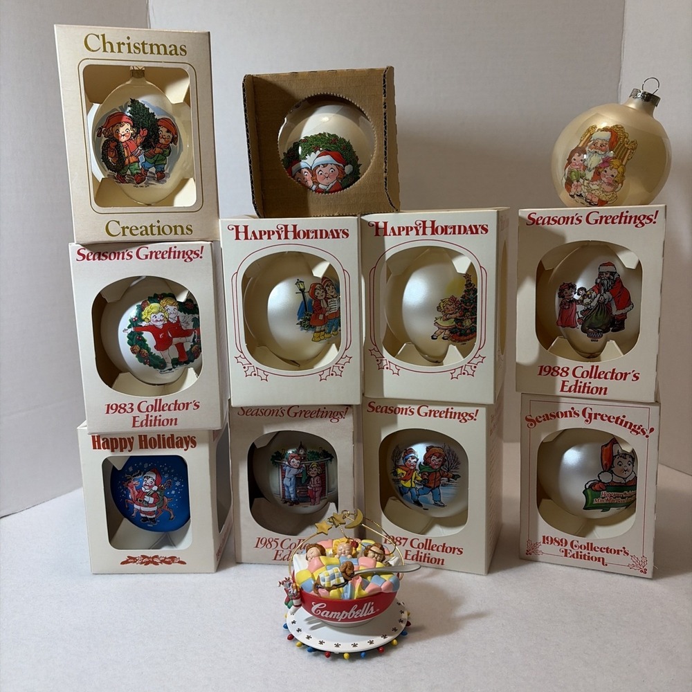 Vintage Campbell's Soup Christmas Ornaments Lot 1980-1993 Collector's Edition
